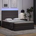 vidaXL Postel s úložným prostorem a LED svetlom Sivá 140 x 190 cm
