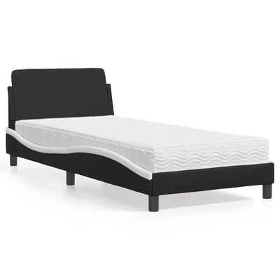 vidaXL Posteľ s matracom Dover čierno-biela 80x200 cm umelá koža