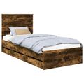 vidaXL Rám postele Dymová dub 100 x 200 cm Inžinierske drevo