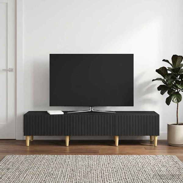 vidaXL TV skrinka Čierna 147 x 34,5 x 30 cm Kompozitné drevo