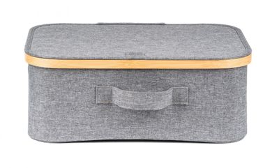 Úložný box G21 40 x 30 x 15 cm, bambusový s vekom, sivý
