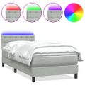 vidaXL Posteľný rám boxsping s matracom a LED bledosivý 90x220 cm zamat