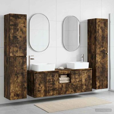 vidaXL Sada kúpeľňového nábytku 5 ks Dymový dub 33 x 34,5 x 160 cm