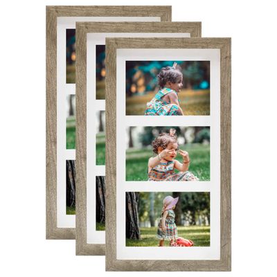 vidaXL 3D fotorámiky 3 ks, prírodné 18x35 cm na 3 fotky (10x15 cm)