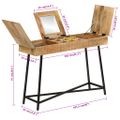 vidaXL Toaletný stolík 105x35x75 cm surový mangovníkový masív a železo