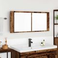 vidaXL Zrkadlový kabinet s LED Staré drevo 100 x 12 x 45 cm