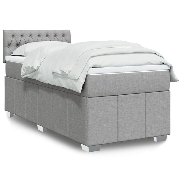 vidaXL Posteľný rám boxsping s matracom bledosivý 80x200 cm látka