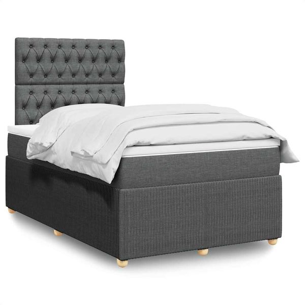 vidaXL Boxspring posteľ s matracom tmavosivý 120x200 cm látka