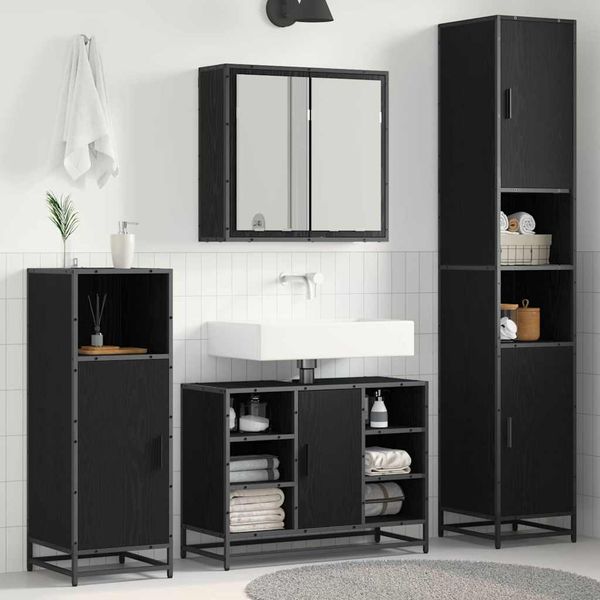 vidaXL Sada kúpeľňového nábytku 4 pcs Čierny dub Kompozitné drevo