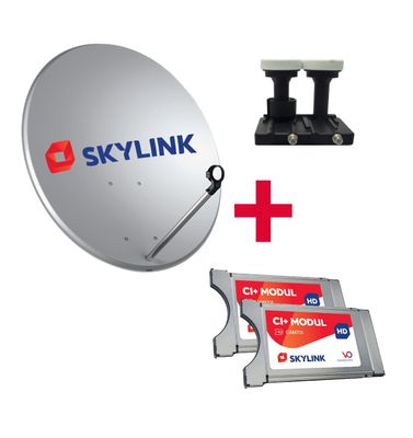 SET pre montáž SKYLINK - 2 x modul Viaccess, parabola 80, LNB monoblok TWIN