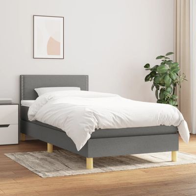 vidaXL Boxspring posteľ s matracom tmavosivá 90x190 cm látka