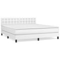 vidaXL Boxspring posteľ s matracom biela 180x200 cm umelá koža