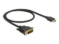 Kábel adaptéra - jeden spoj - DVI-D s pinmi (male) do HDMI s pinmi (male) - 50 cm - trojnásobne tienený - čierna - krídlové skrutky