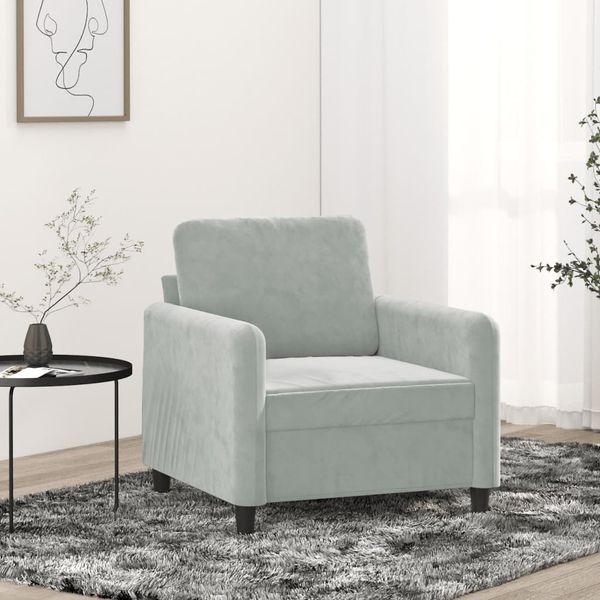 vidaXL Kreslo bledosivé 60 cm zamat