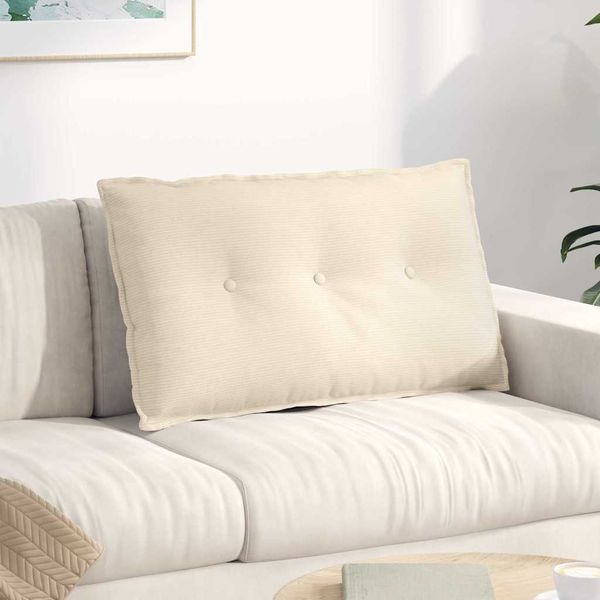 vidaXL Poduška na chrbát Krémová 80 x 50 cm Kordúrová tkanina