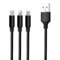 Forever 3v1 kábel USB - Lightning + USB-C + microUSB 1,2 m 2A čierny