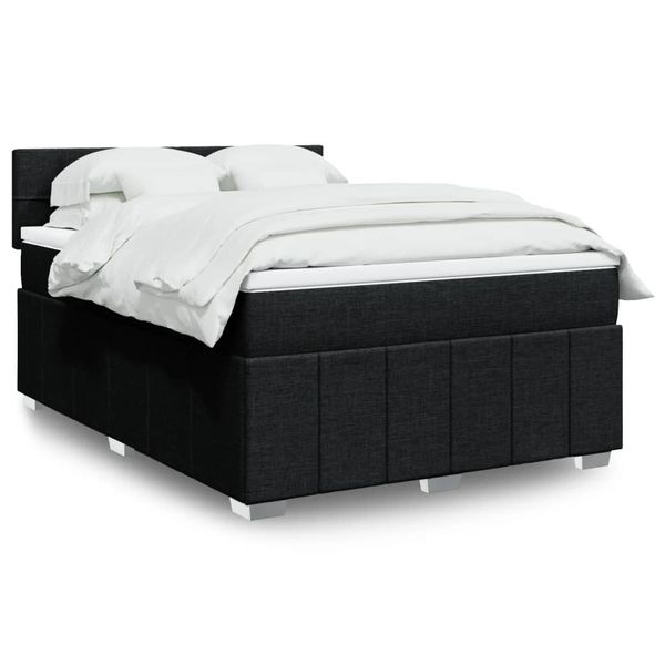 vidaXL Posteľný rám boxspring s matracom čierny 160x200 cm látka