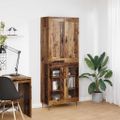 vidaXL Highboard Staré drevo 69,5 x 34 x 180 cm Kompozitné drevo