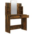 vidaXL Toaletný stolík so zrkadlom dymový dub 96x40x142 cm