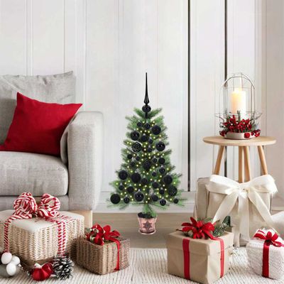 vidaXL Vianočný stromček s 150 LED-i so stojanom Zelená 65 cm PE