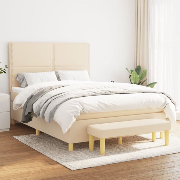 vidaXL Boxspring posteľ s matracom krémový 140x190 cm látka