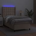 vidaXL Boxspring posteľ matrac a LED kapučínová 100x200 cm umelá koža