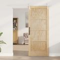 vidaXL Posuvné dvere 83 x 202 cm Borovicový masív Prírodná a biela
