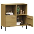 vidaXL Knižnica kovové nohy hnedá 90x35x90,5 cm masívne drevo OSLO