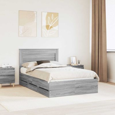 vidaXL Rám postele Sivý Sonoma 120 x 190 cm Inžinierske drevo