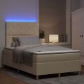 vidaXL LED box s pružinami s čelnou doskou Krémová 120 x 190 cm látka