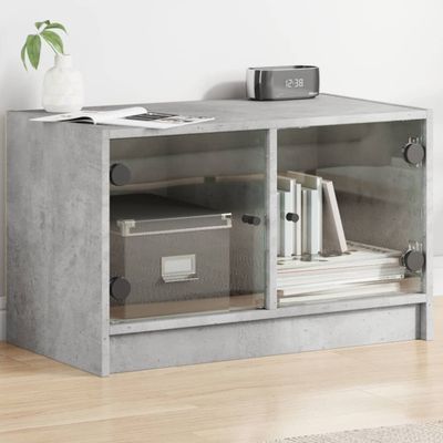 vidaXL TV skrinka so sklenenými dvierkami betónovo sivá 68x37x42 cm