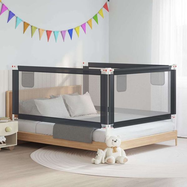 vidaXL Zábrana na detskú posteľ tmavosivá 180x25 cm látka