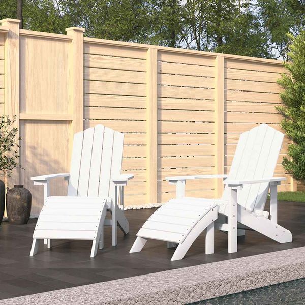 vidaXL Záhradné stoličky s podnožkami Adirondack 2 ks HDPE biele