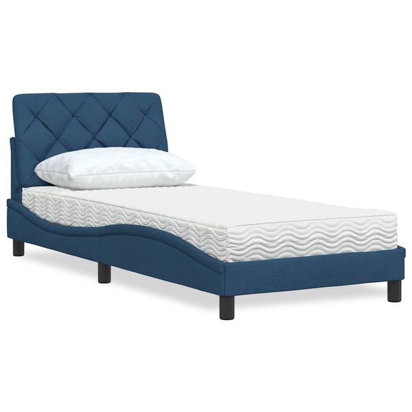 vidaXL Posteľ s matracom modrá 90x200 cm látka