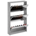vidaXL Botník so zrkadlom 3-poschodový sivý sonoma 63x17x102,5cm