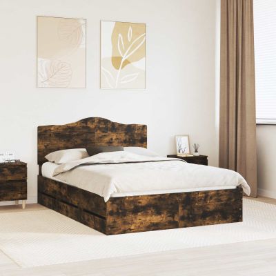 vidaXL Rám postele Dymový dub 140 x 190 cm Inžinierske drevo