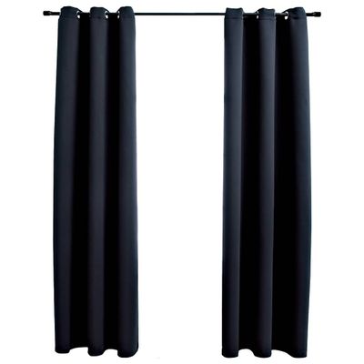 vidaXL Zatemňovacie závesy s krúžkami, 2 ks, čierne, 97x213 cm, látkové