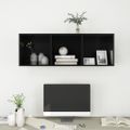 vidaXL Nástenná TV skrinka, lesklá čierna 37x37x107cm kompozitné drevo