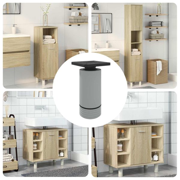 vidaXL Nohy nábytku Nastaviteľná 12 pcs Biela 64 x 64 x 100 mm PP