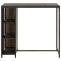 vidaXL Barový stolík s úložným regálom hnedý 120x60x110 cm polyratan