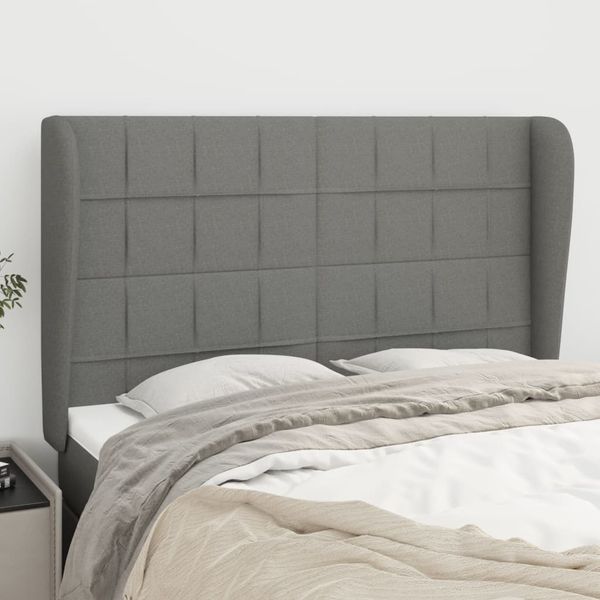 vidaXL Čelo postele so záhybmi tmavosivé 147x23x118/128 cm látka