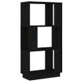 vidaXL Knižnica/deliaca stena čierna 51x25x101 cm masívna borovica