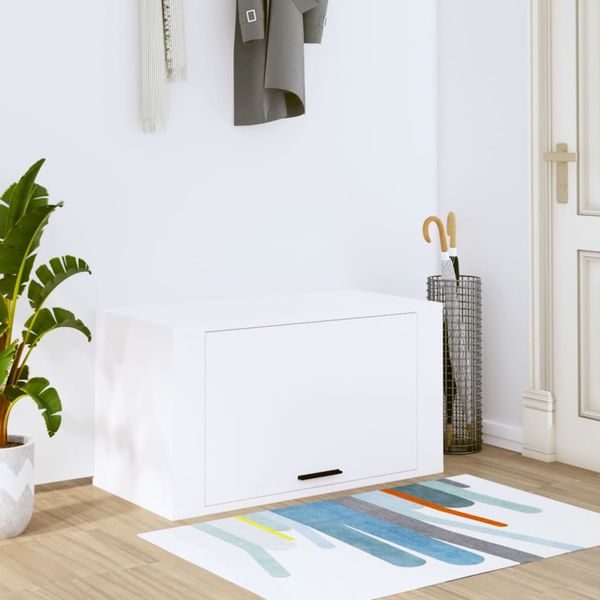 vidaXL Nástenný botník biely 70x35x38 cm spracované drevo