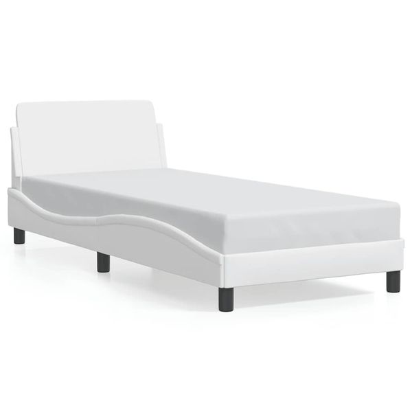 vidaXL Rám postele Dover biely 90x190 cm umelá koža