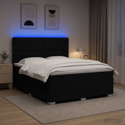 vidaXL LED boxspring posteľ s matracom Čierna 140 x 200 cm Látka