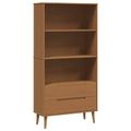 vidaXL Knižnica MOLDE 85 x 35 x 170,5 cm Borovicový masív Karamele