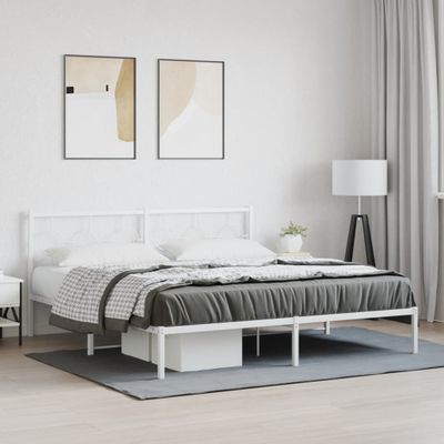 vidaXL Kovový rám postele s čelom biely 183x213 cm