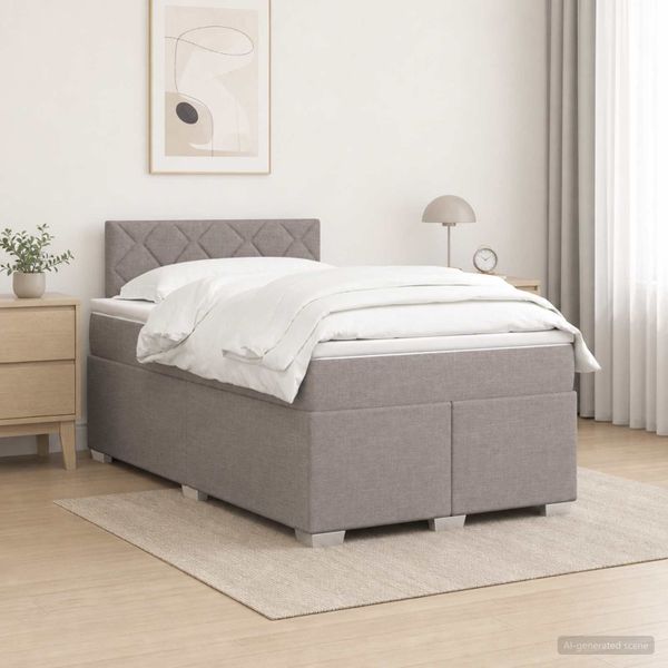 vidaXL Posteľ boxspring s matracom Sivohnedá 120 x 200 cm Látka