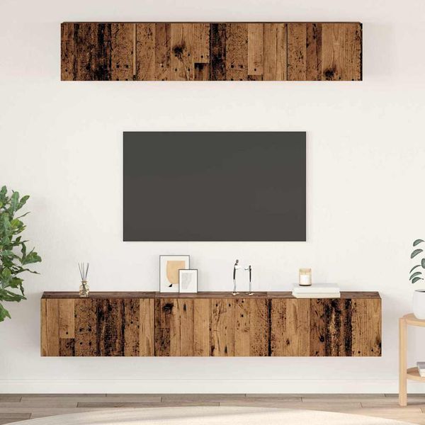 vidaXL Zostava TV skriniek Nástenný 5 pcs Staré drevo Kompozitné drevo