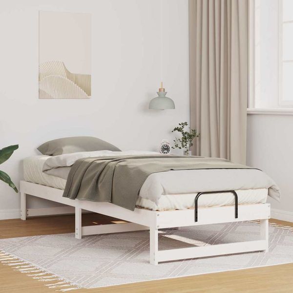vidaXL Rám postele Biela 80 x 200 cm Masívne borovicové drevo